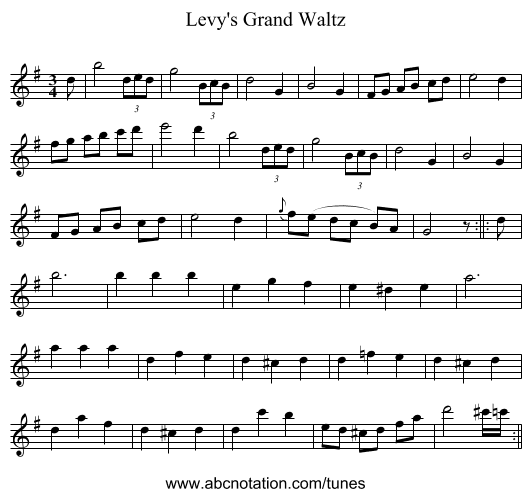 Levy's Grand Waltz - staff notation