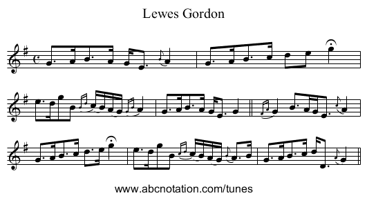 Lewes Gordon - staff notation