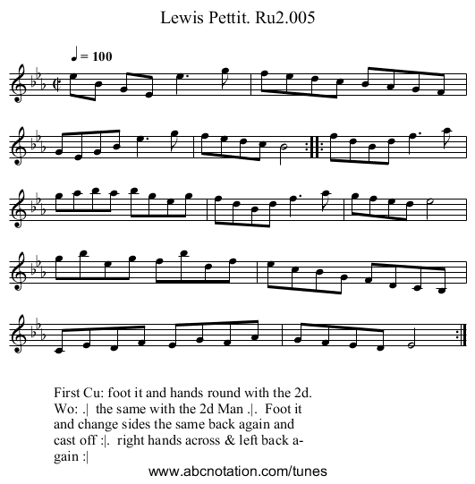 Lewis Pettit. Ru2.005 - staff notation