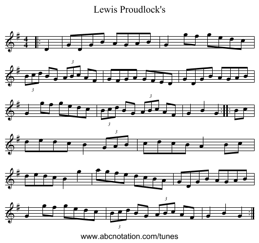 Lewis Proudlock's - staff notation