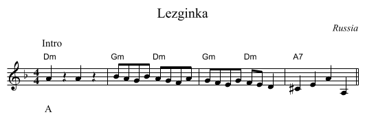 Lezginka - staff notation