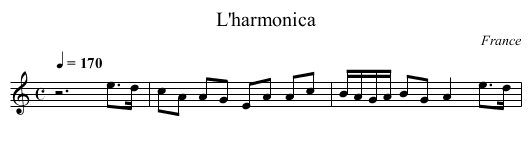 L'harmonica - staff notation