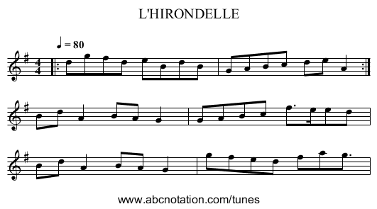 L'HIRONDELLE - staff notation