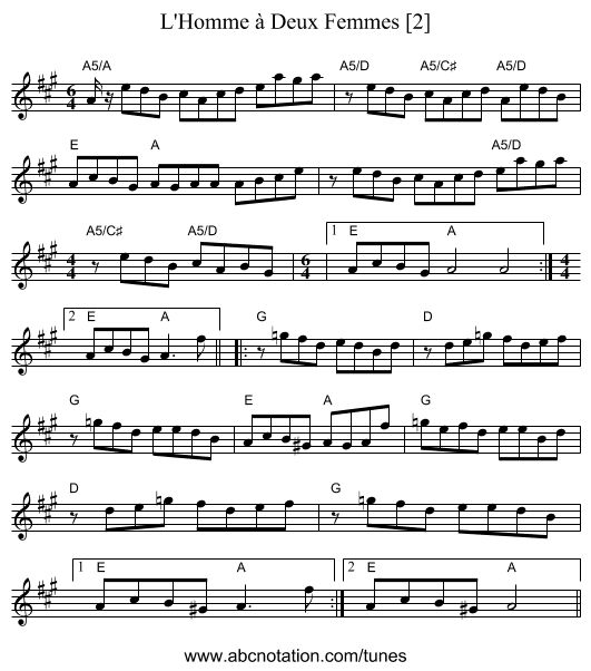 L'Homme à Deux Femmes [2] - staff notation