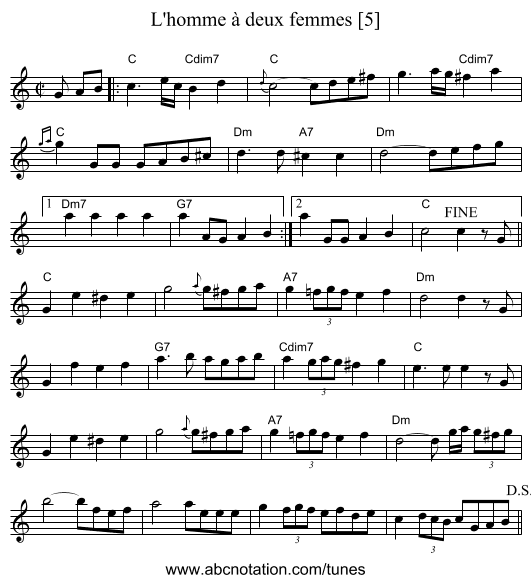 L'homme à deux femmes [5] - staff notation