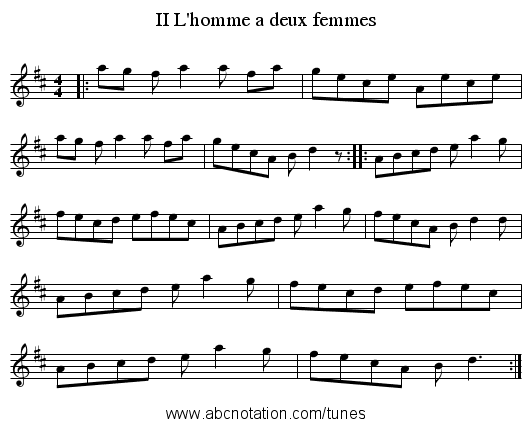 L'homme a deux femmes, II - staff notation