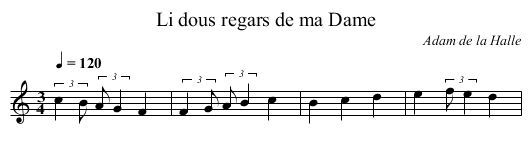 Li dous regars de ma Dame - staff notation