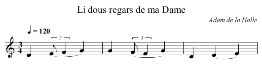 Li dous regars de ma Dame - staff notation