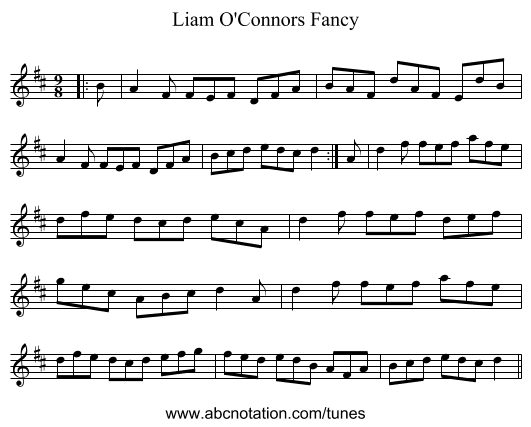 Liam O'Connors Fancy - staff notation