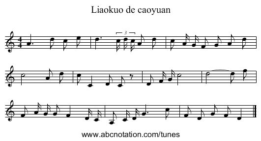 Liaokuo de caoyuan - staff notation