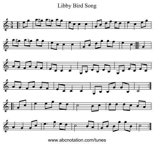 Libby Bird Song - staff notation