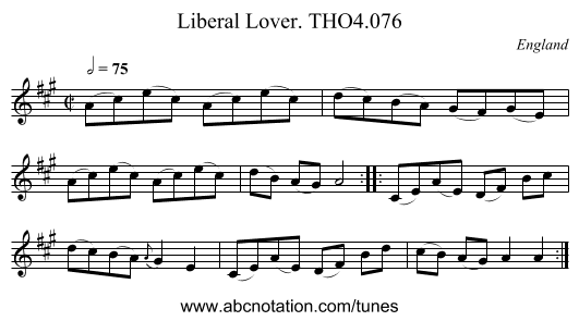 Liberal Lover. THO4.076 - staff notation