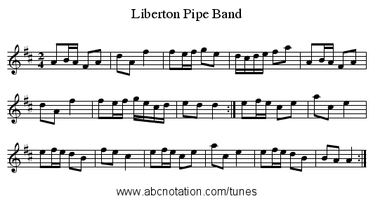 Liberton Pipe Band - staff notation