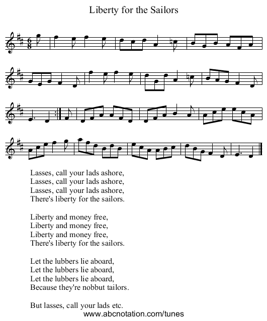 Liberty for the Sailors - staff notation