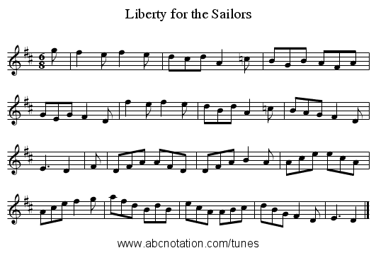 Liberty for the Sailors - staff notation
