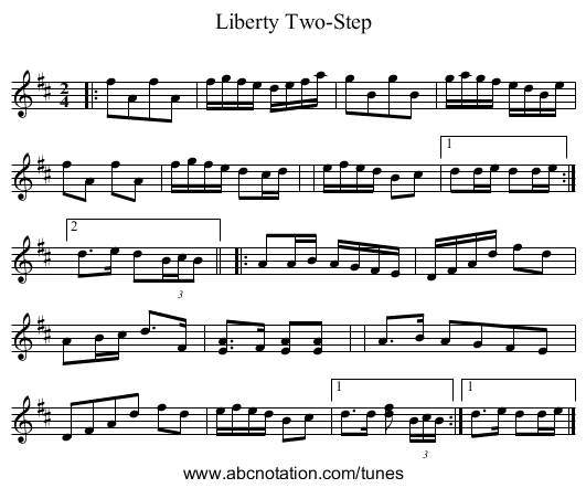 Liberty Two-Step - staff notation