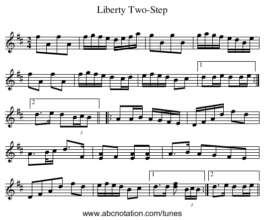 Liberty Two-Step - staff notation
