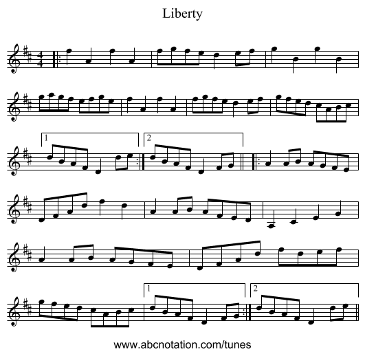 Liberty - staff notation