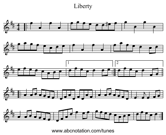Liberty - staff notation