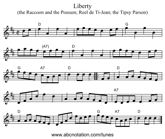 Liberty - staff notation