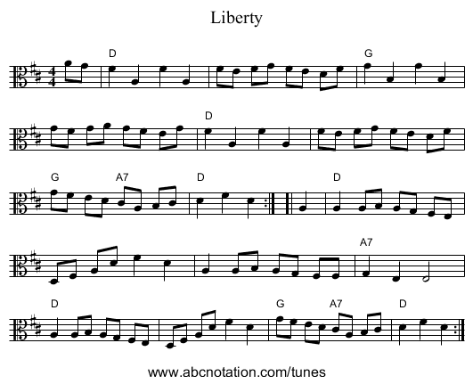 Liberty - staff notation