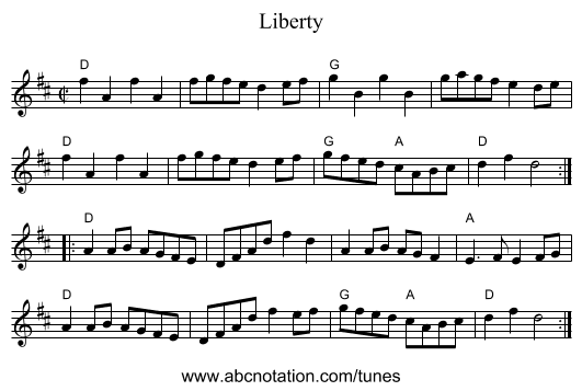 Liberty - staff notation