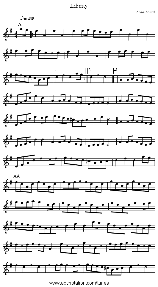 Liberty - staff notation