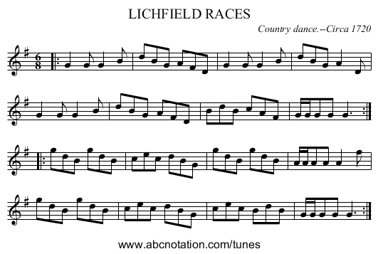 LICHFIELD RACES - staff notation