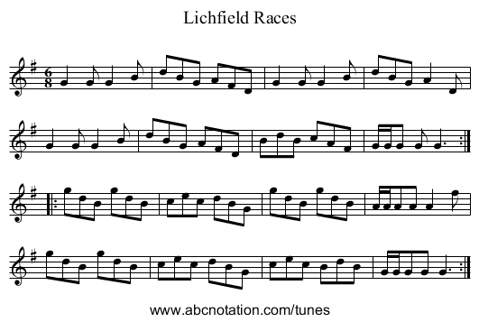 Lichfield Races - staff notation