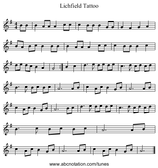 Lichfield Tattoo - staff notation