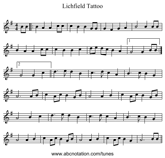 Lichfield Tattoo - staff notation