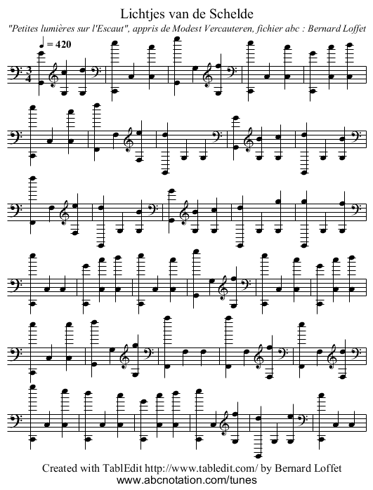 Lichtjes van de Schelde - staff notation