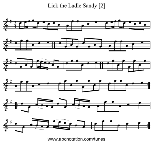 Lick the Ladle Sandy [2] - staff notation