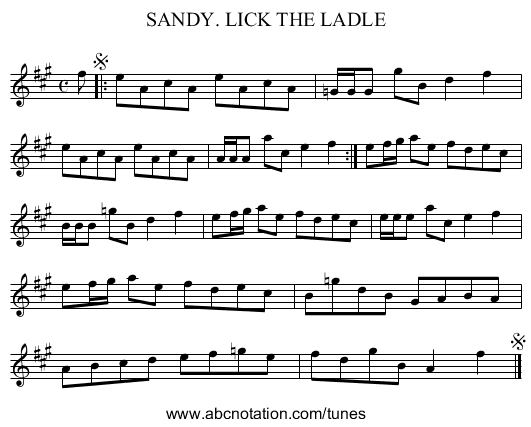 LICK THE LADLE, SANDY. - staff notation