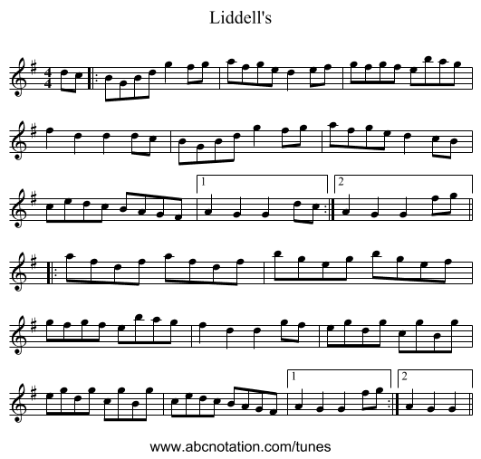 Liddell's - staff notation