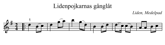 Lidenpojkarnas gånglåt - staff notation