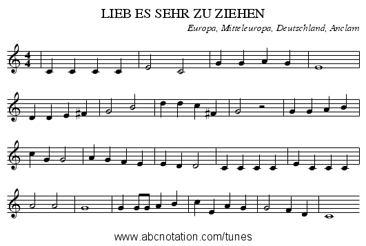 LIEB ES SEHR ZU ZIEHEN - staff notation