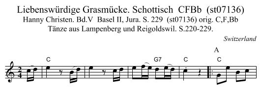 Liebenswürdige Grasmücke. Schottisch  CFBb  (st07136) - staff notation