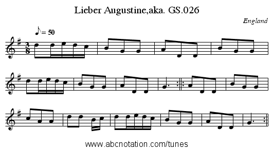 Lieber Augustine,aka. GS.026 - staff notation