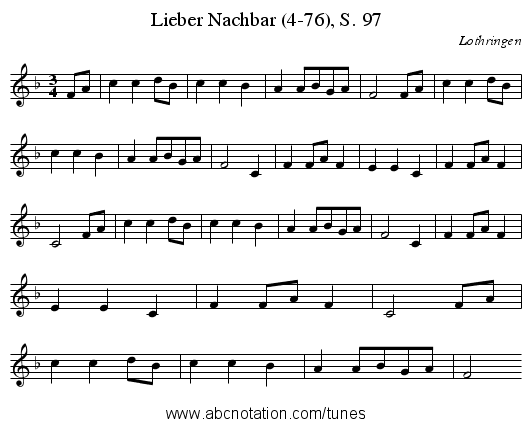 Lieber Nachbar (4-76), S. 97 - staff notation