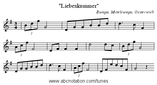 Liebeskummer - staff notation