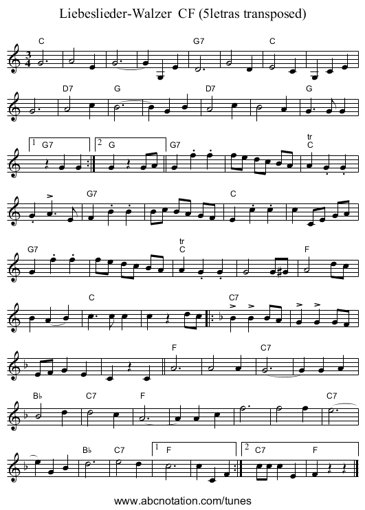 Liebeslieder-Walzer  CF (5letras transposed) - staff notation
