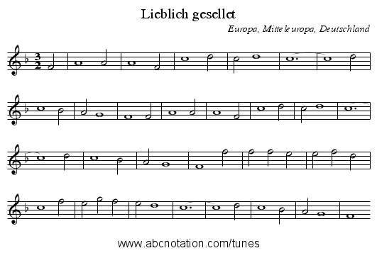 Lieblich gesellet - staff notation