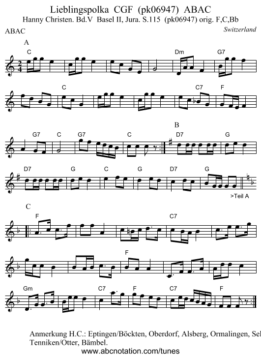Lieblingspolka  CGF  (pk06947)  ABAC - staff notation