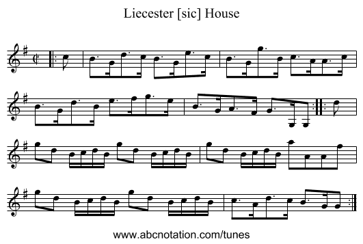 Liecester [sic] House - staff notation
