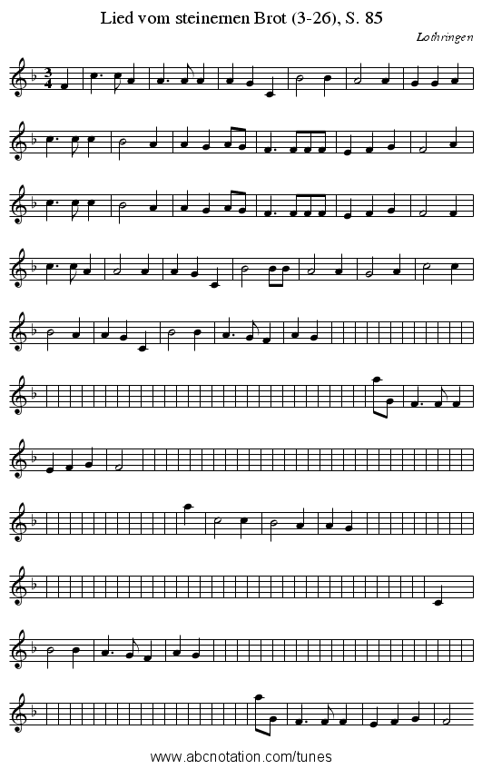 Lied vom steinernen Brot (3-26), S. 85 - staff notation