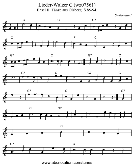 Lieder-Walzer C (wz07561) - staff notation