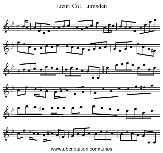 Lieut. Col. Lumsden - staff notation