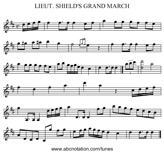 LIEUT. SHIELD'S GRAND MARCH - staff notation