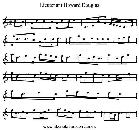 Lieutenant Howard Douglas - staff notation